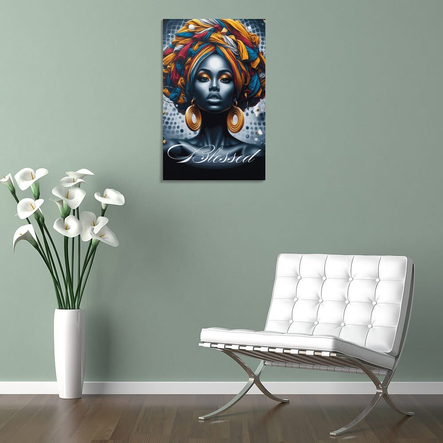 Melanin Women Artwork | Framed Wooden Poster Hanging 8x12 Inch | Afrocentric Home Decor