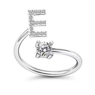 Women's Adjustable Zircon Letters Ring