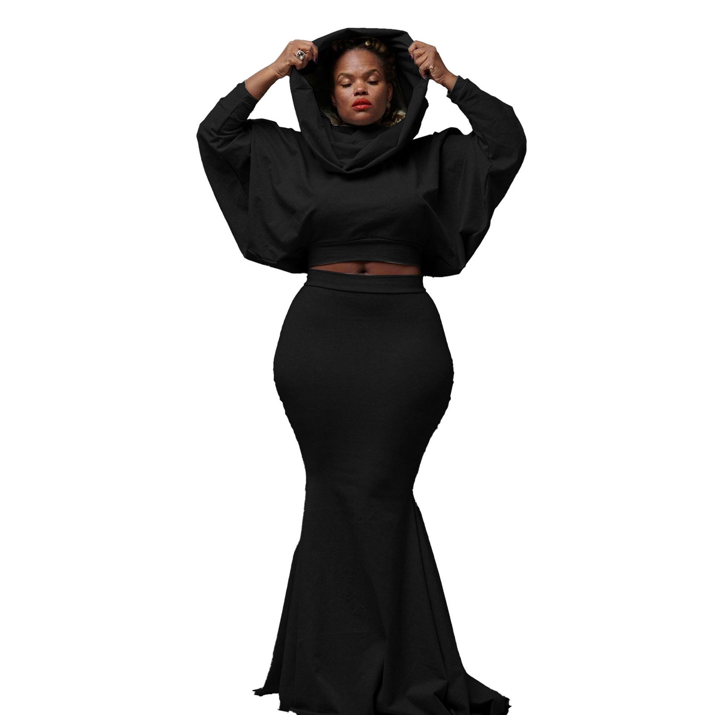 Women's Fitted Hooded Fishtail Dress Set – Sexy Slimming Two-Piece Outfit | Elegant Street wear Fashion