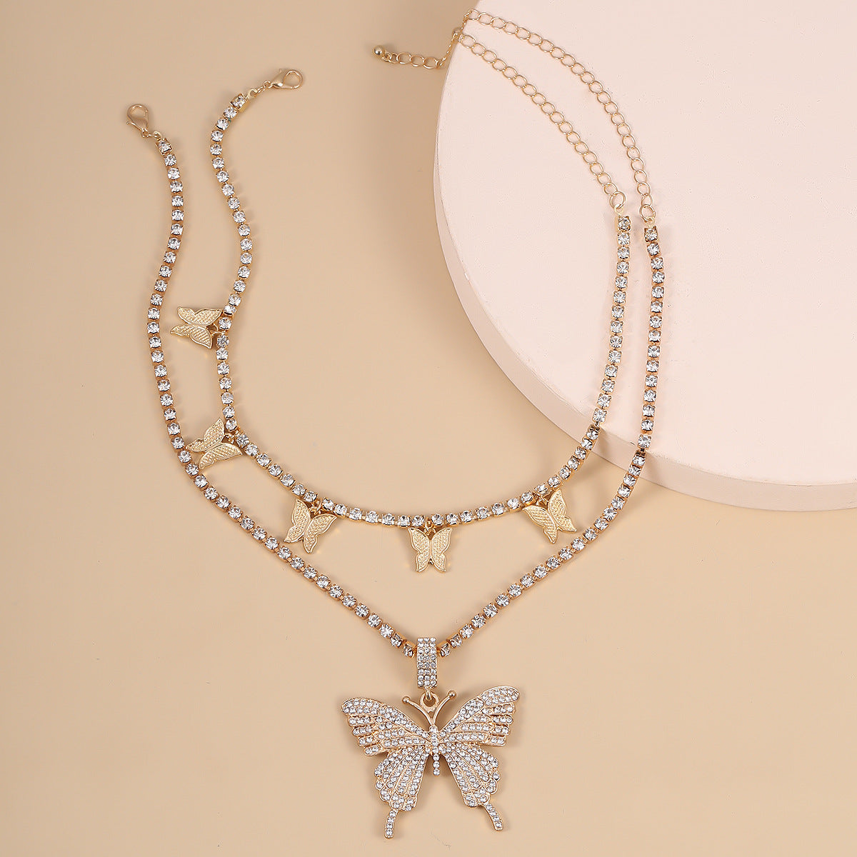 Elegant Multi-Layered Butterfly Necklace – Dainty, Trendy & Layered Perfection