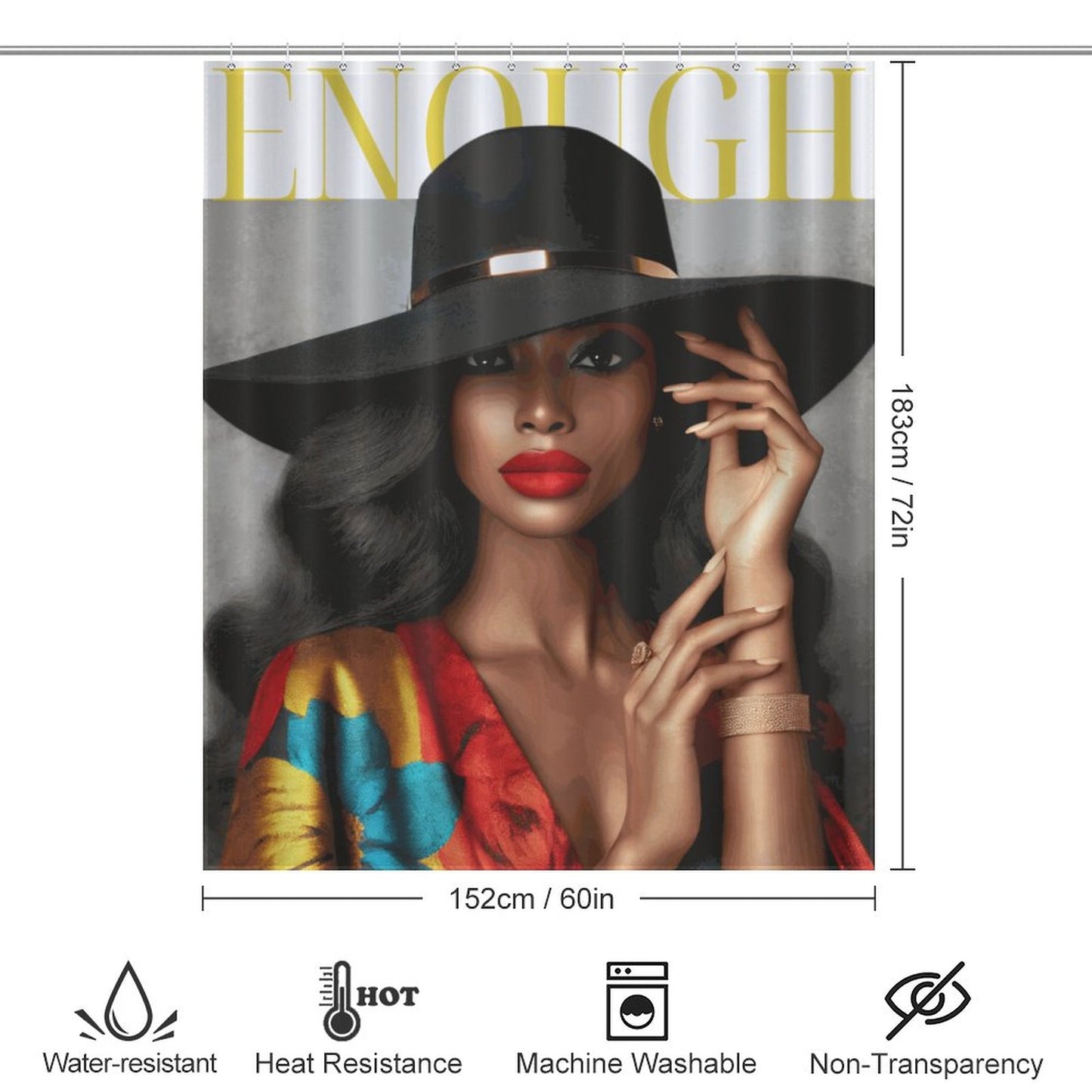 Bold & Beautiful Black Woman Shower Curtain – Luxury Afrocentric Glam Bathroom Decor
