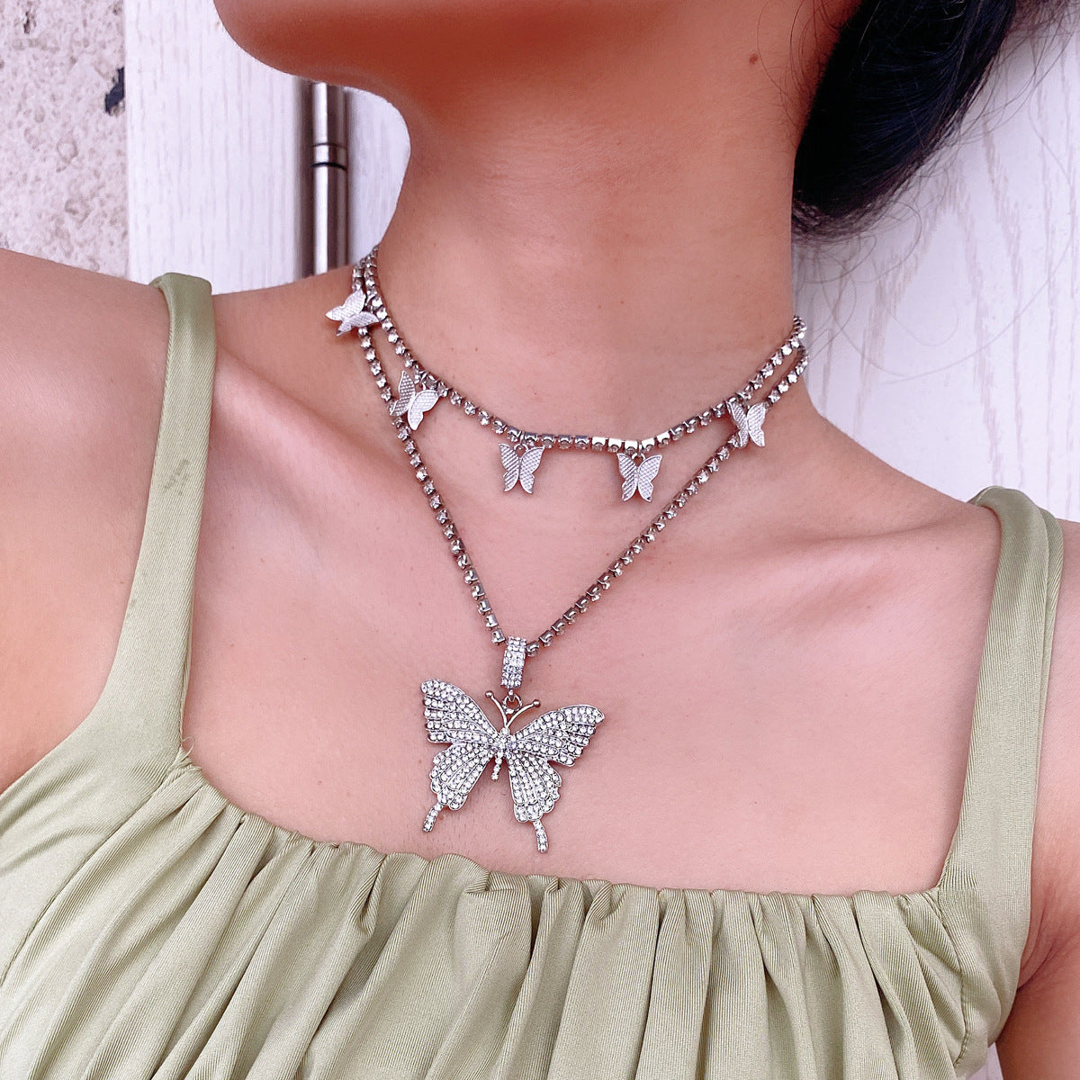 Elegant Multi-Layered Butterfly Necklace – Dainty, Trendy & Layered Perfection