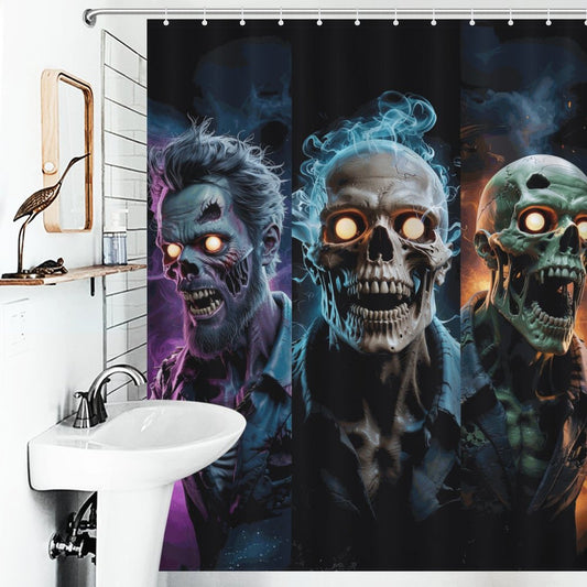 Scary Zombie Skull / Halloween Gothic Creepy Bath Curtain
