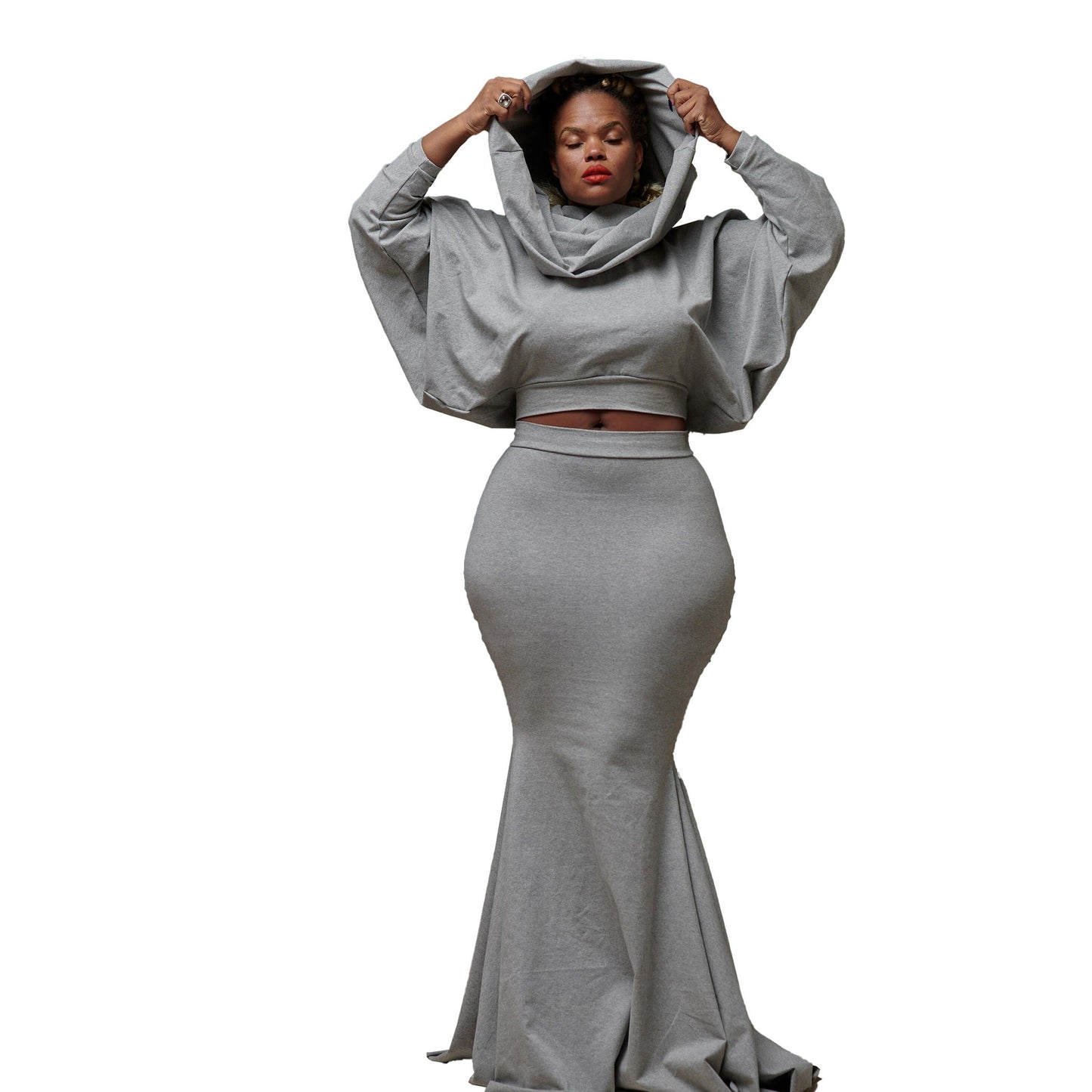 Women's Fitted Hooded Fishtail Dress Set – Sexy Slimming Two-Piece Outfit | Elegant Street wear Fashion