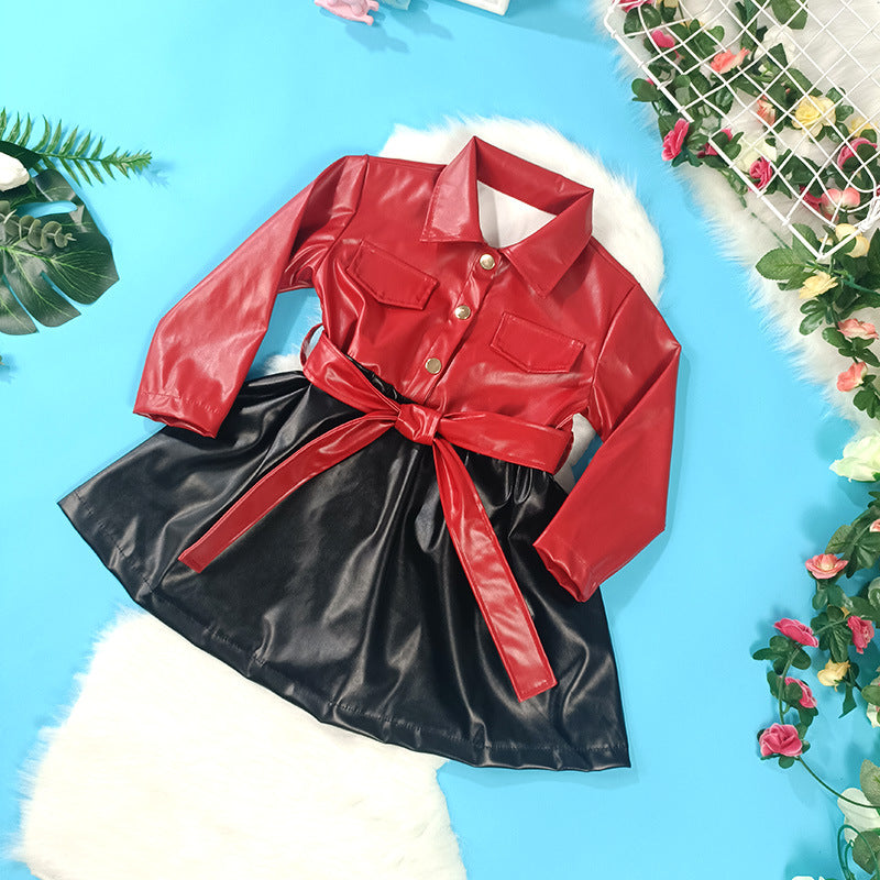 Mini Luxe Fall Fashion Set | Toddler Faux Leather Skirt Outfit