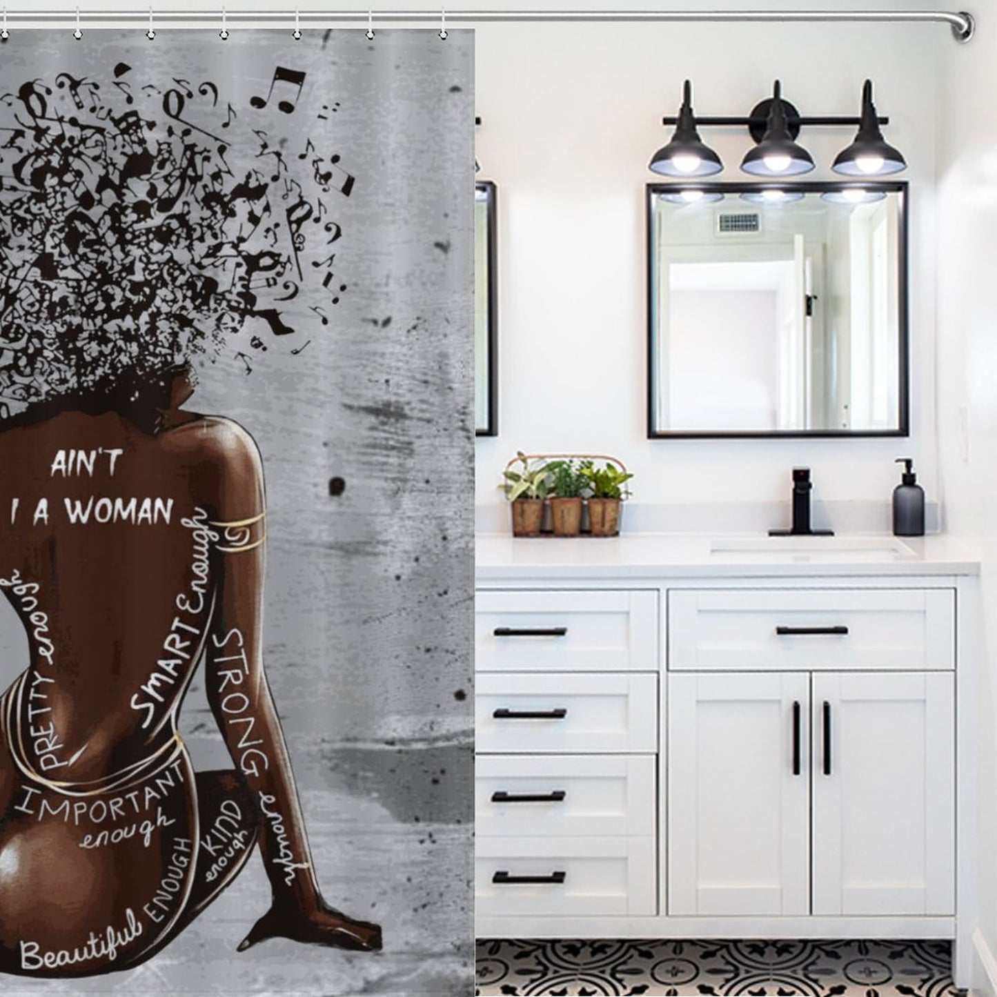 Ain’t I A Woman” Black Woman Art Shower Curtain – Bold African American Home Decor | Empowering Feminist Bathroom Art