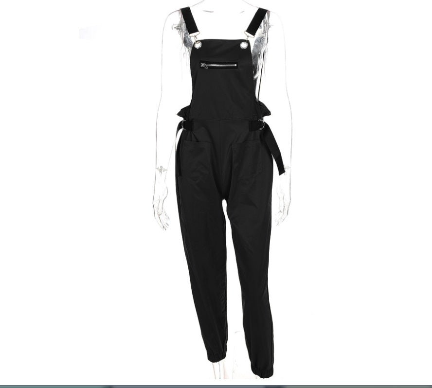 Women's Camel Overall Jogger – Chic Streetwear Jumpsuit with Pockets | Casual One-Piece Outfit for All Seasons