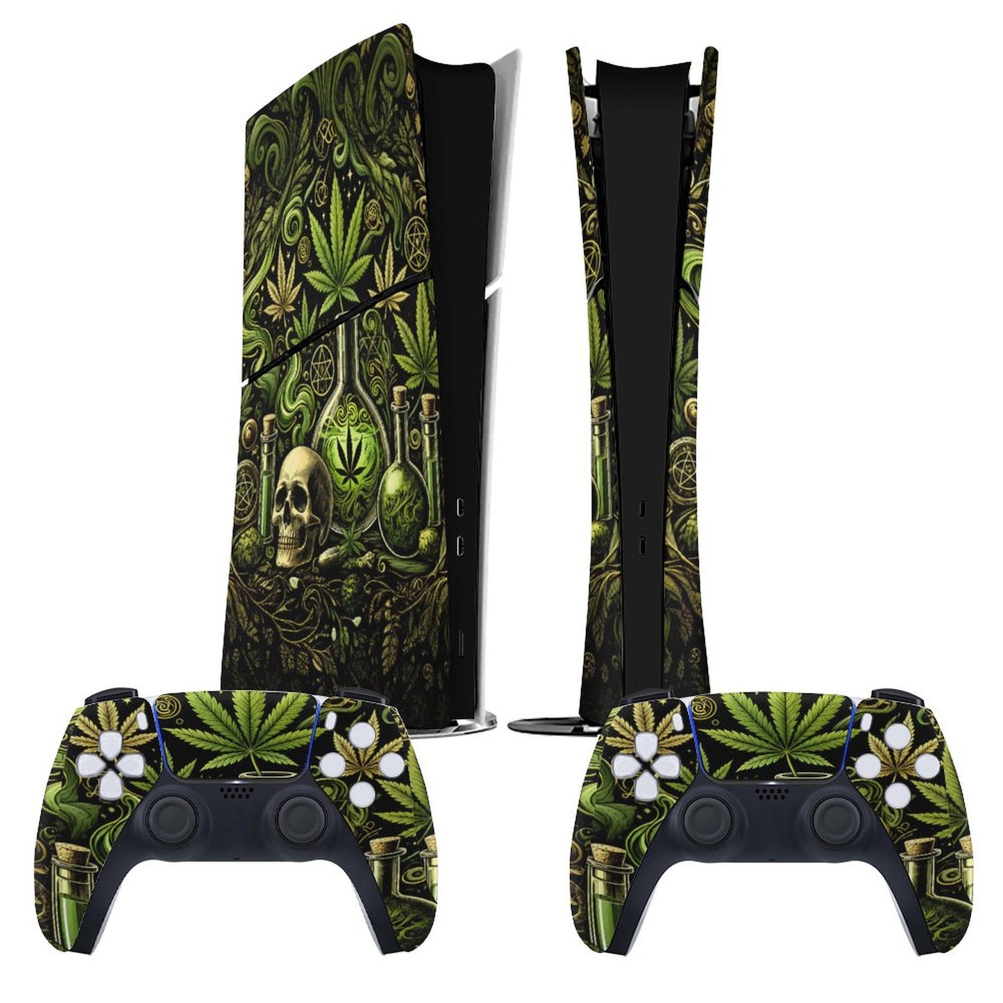 Skull Marijuana PS5 Console Sticker – 420 Weed Skull Vinyl Skin Decal for PlayStation 5 Disc Edition  (Digital Edition)
