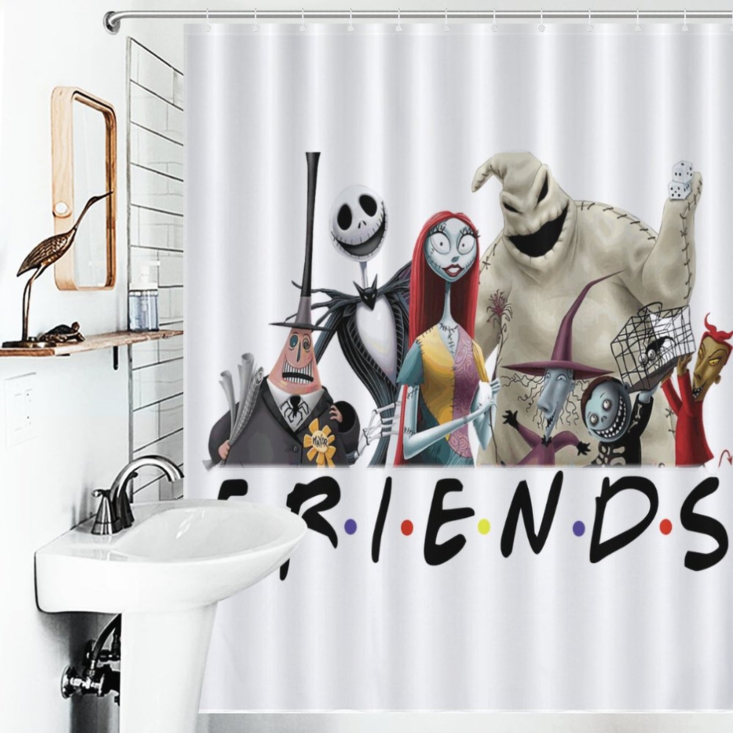 Nightmare Before Christmas Shower Curtain / Spooky Holiday Bathroom Decor / Kids Bathroom