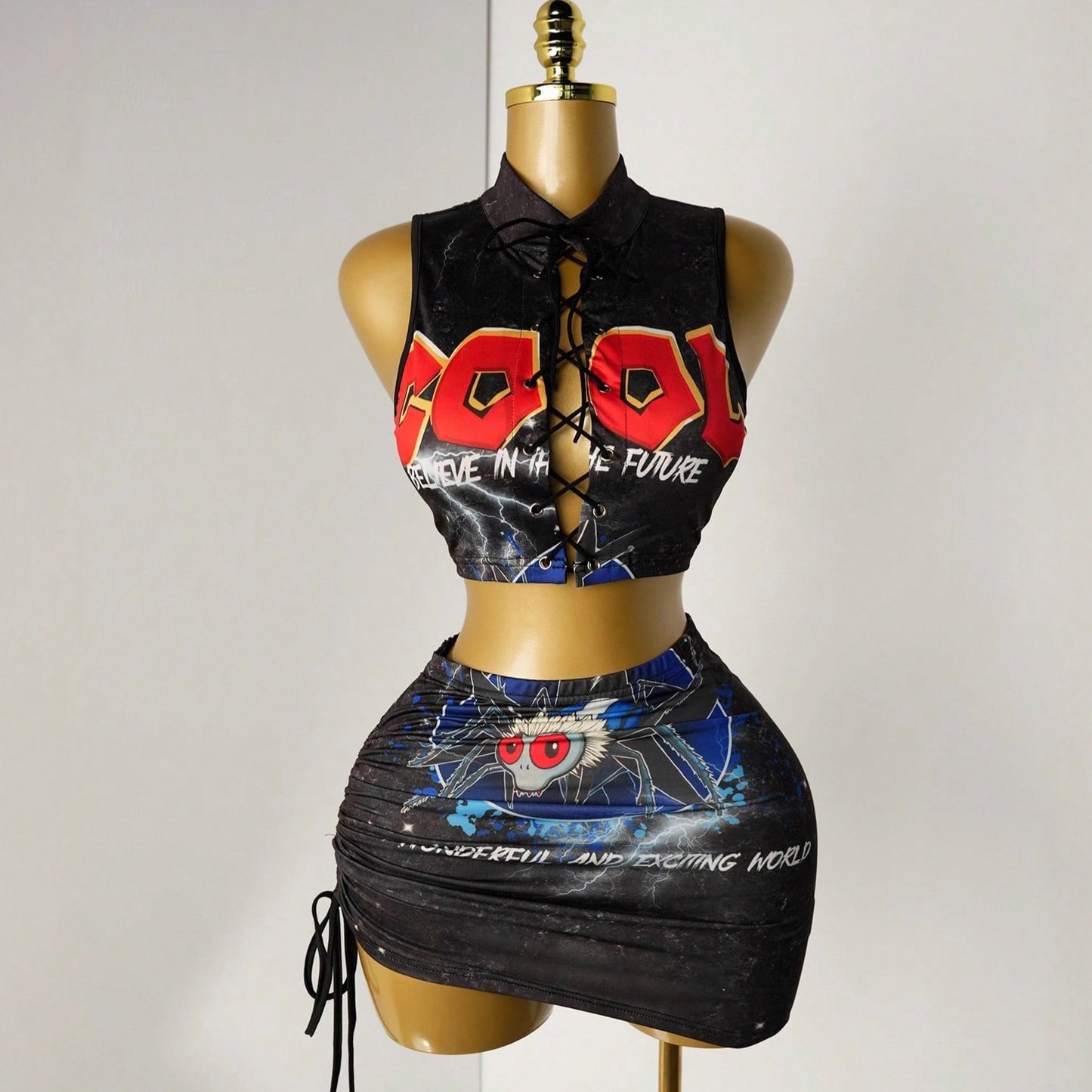 Women’s Halter Strap Fashion Print Top & Skirt Set – Trendy Two-Piece Summer Outfit | Sexy Vacation Matching Set