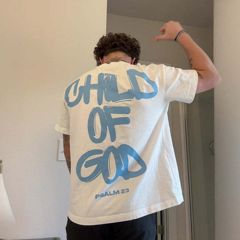 Child of God Print T-Shirt | Faith-Based Graphic Tee | Christian Street Wear for Men
