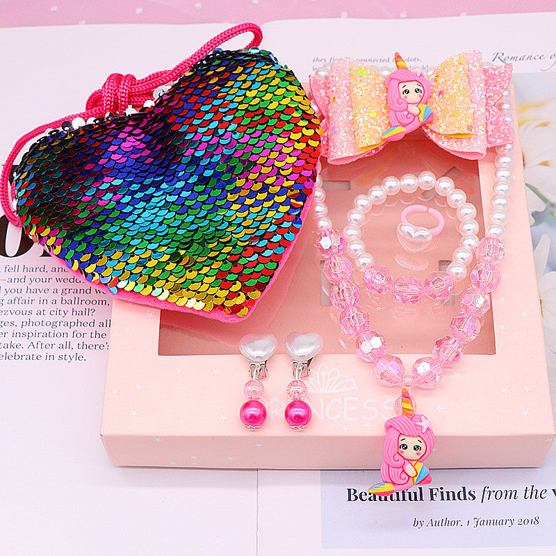 Children's Fishtail Necklace Bracelet Jewelry Purse