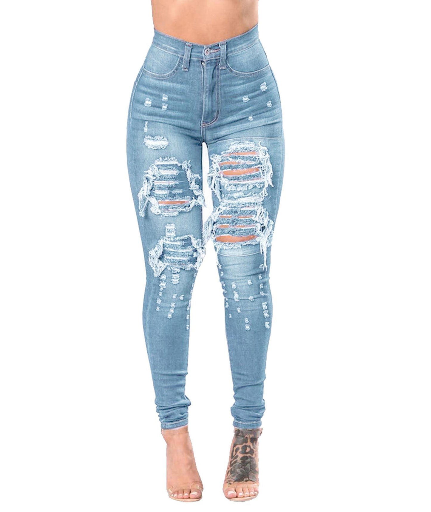 Women's Ripped Denim Washed Jeans