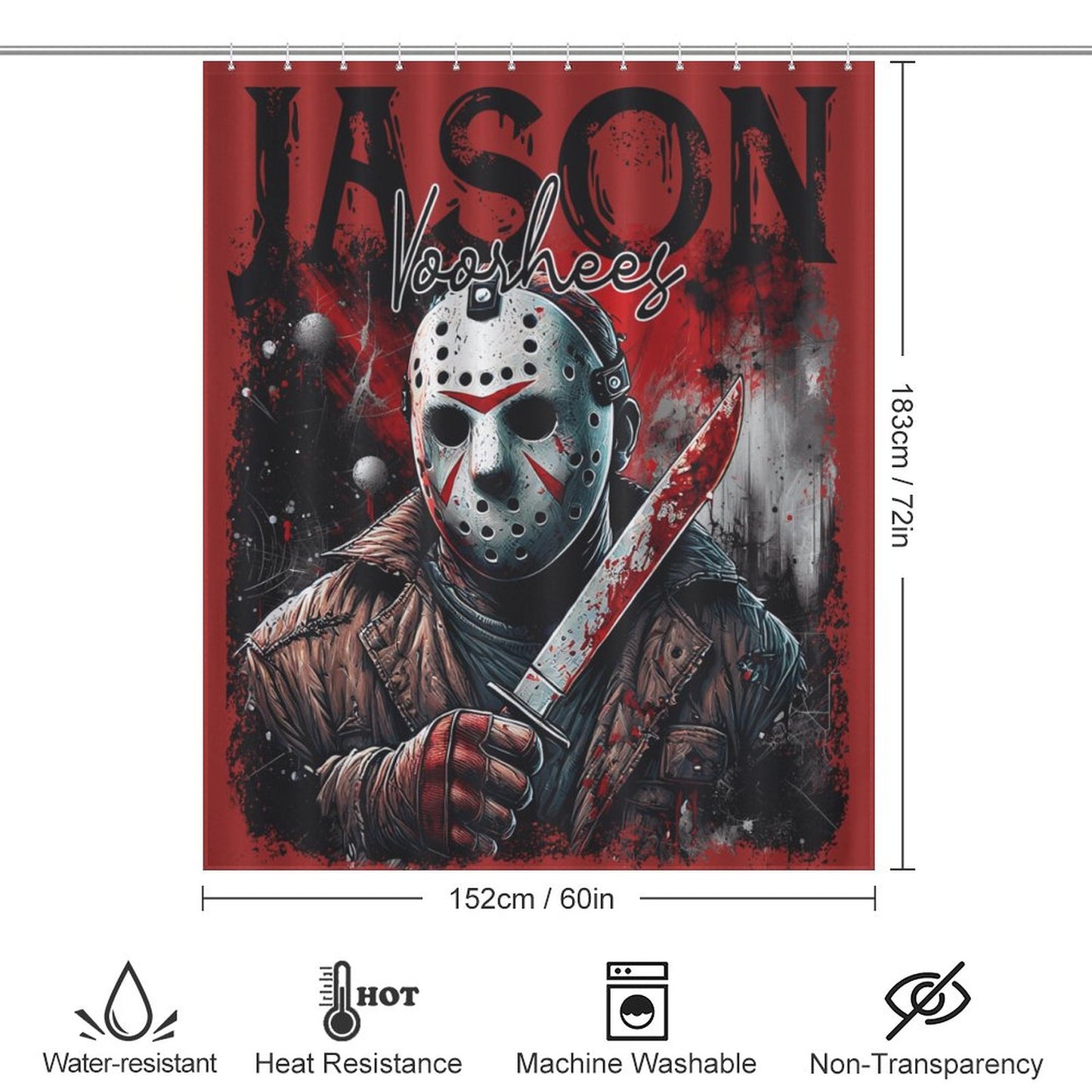 Jason Voorhees Horror Movie Shower Curtain