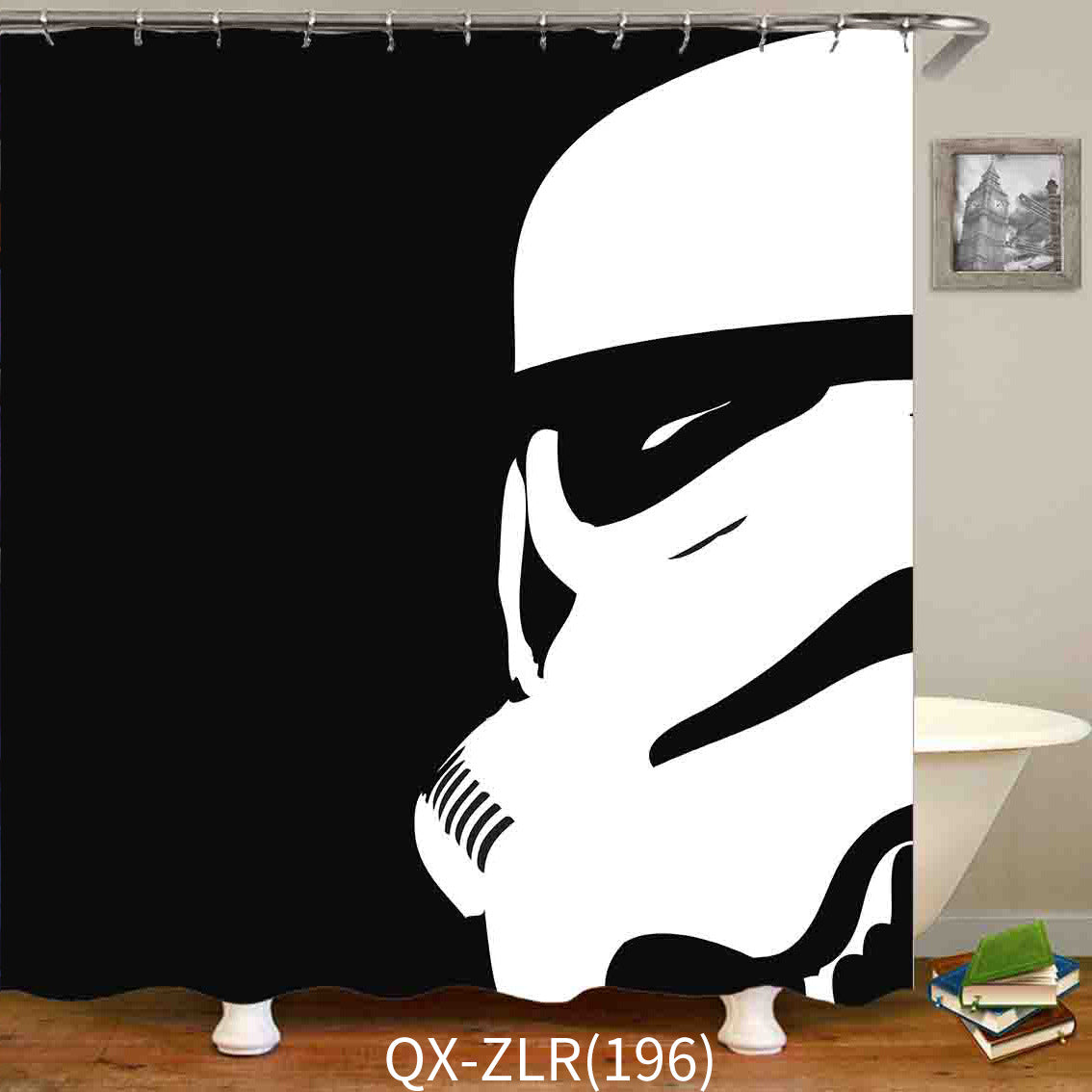 The Trooper’s Gaze 3D Digital Printed Waterproof Shower Curtain | Bold Sci-Fi Bathroom Decor | Modern Statement Bath Curtain