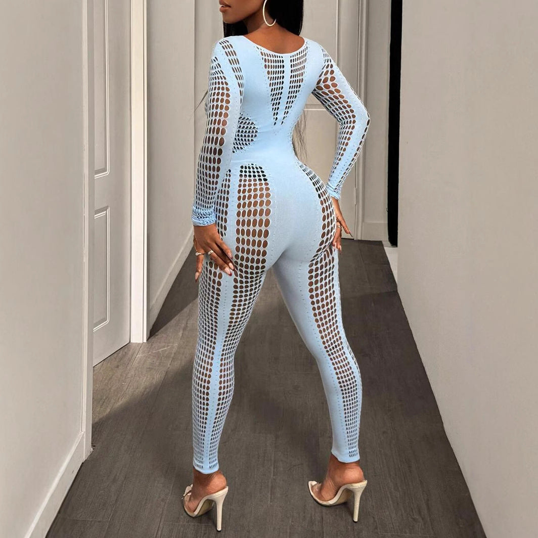 Women’s Slim-Fit One-Piece Knit Jumpsuit | Stretchy Bodycon Romper | Casual & Chic All-Season Outfit