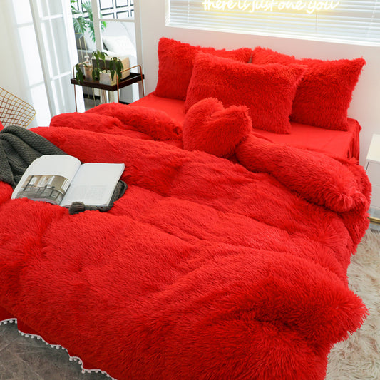 Luxury 4-Piece Mink Bedding Set – Ultra Soft Plush Bedspread with Pillow Shams & Fitted Sheet | Cozy Faux Mink Comforter Set bed set