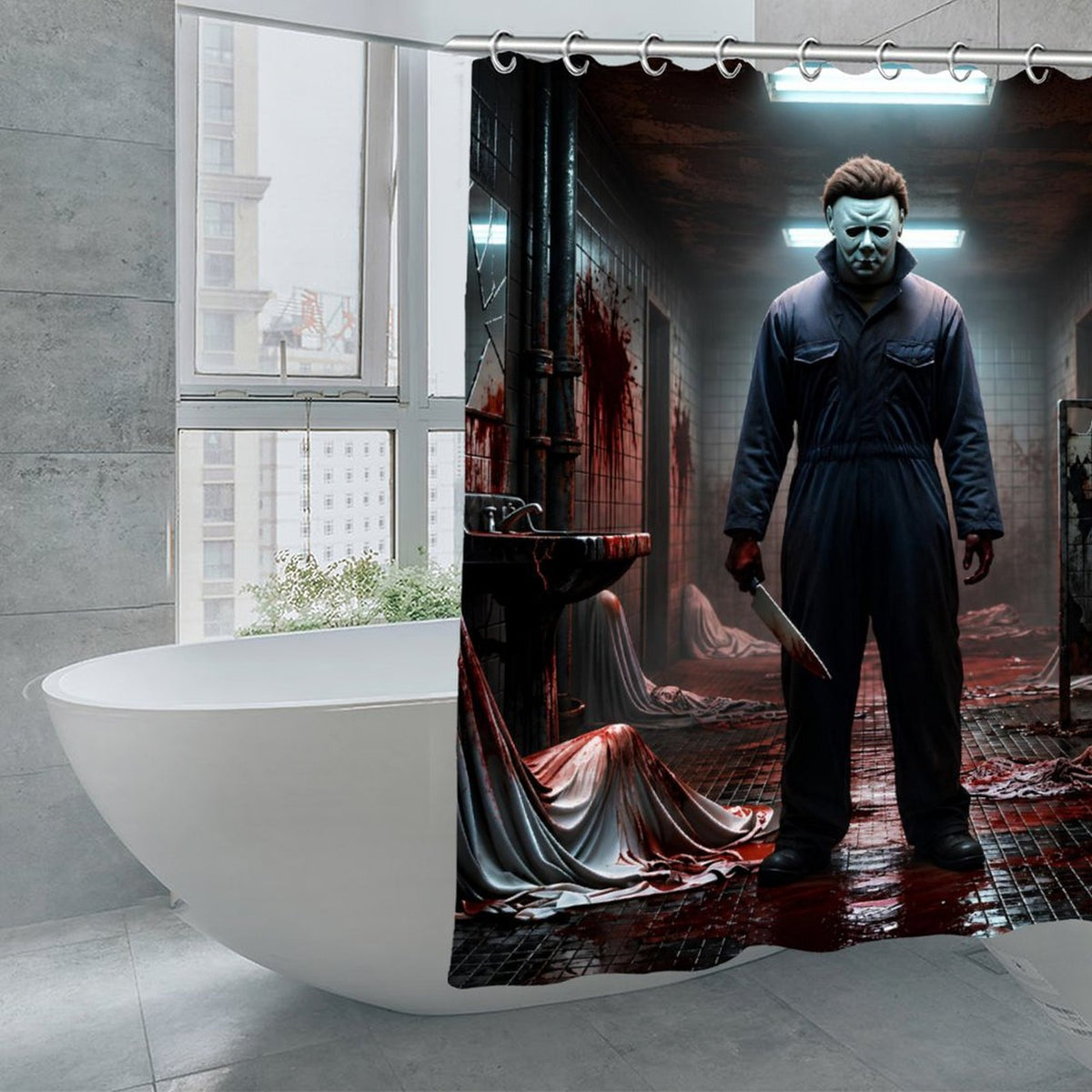 Michael Myers Shower Curtain, Halloween Horror Bathroom Decor, Slasher Movie Shower Curtain, Gothic Bathroom Decor, Horror Fan Gift