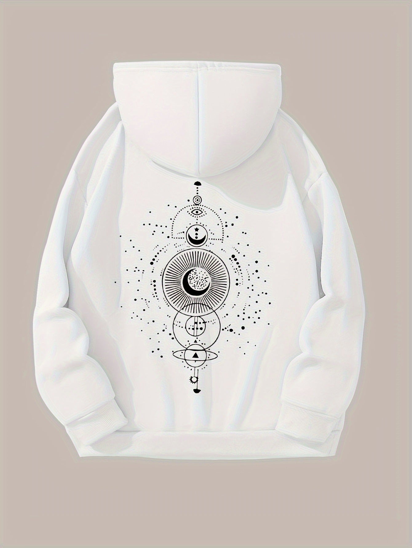 Moon Print Casual Hooded Sweatshirt - Cozy Celestial Style