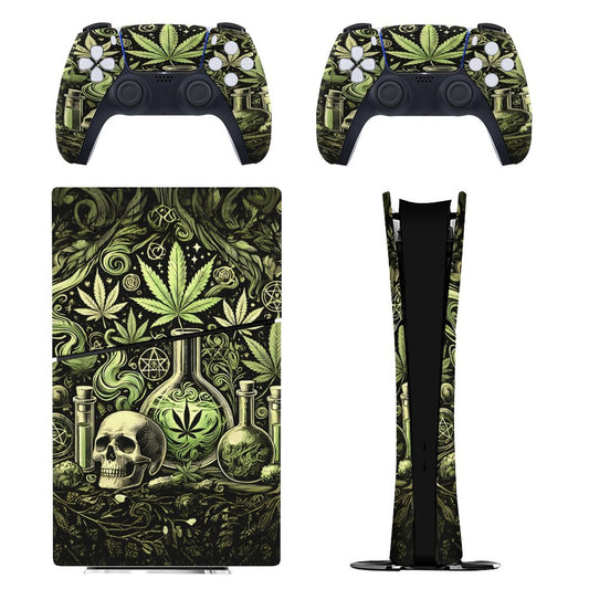 Skull Marijuana PS5 Console Sticker – 420 Weed Skull Vinyl Skin Decal for PlayStation 5 Disc Edition  (Digital Edition)