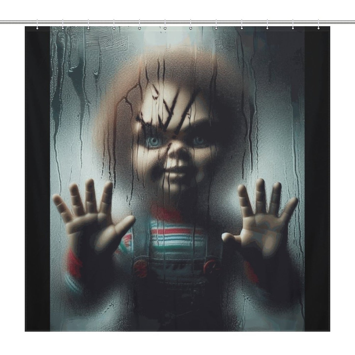 Creepy Chucky Horror Shower Curtain | Killer Doll Bathroom Decor | Halloween Scary Movie Curtain | Spooky Horror Home Decor Gift