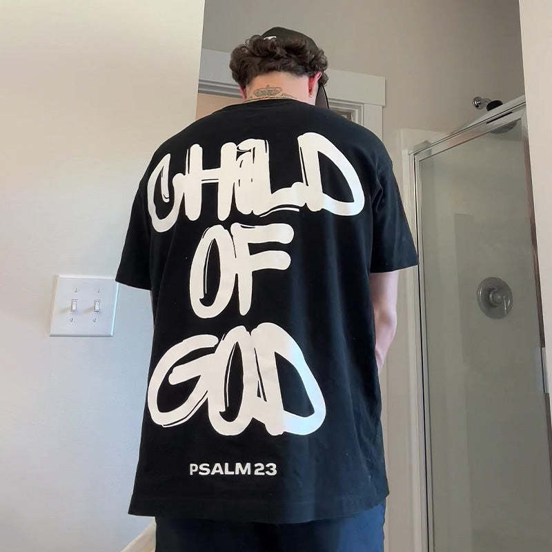 Child of God Print T-Shirt | Faith-Based Graphic Tee | Christian Street Wear for Men