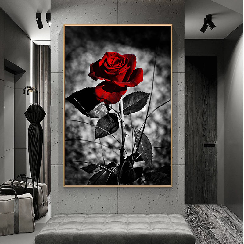 Modern Rose Flower Canvas Wall Art – Elegant Floral Painting Print, Contemporary Home Decor for Living Room, Bedroom & Office