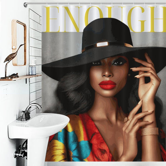 Bold & Beautiful Black Woman Shower Curtain – Luxury Afrocentric Glam Bathroom Decor