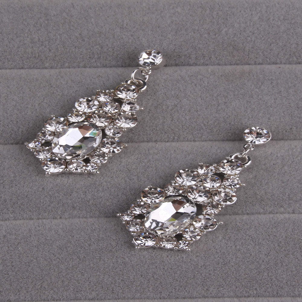 Large Crystal  Diamond Jewelry Necklace  Set