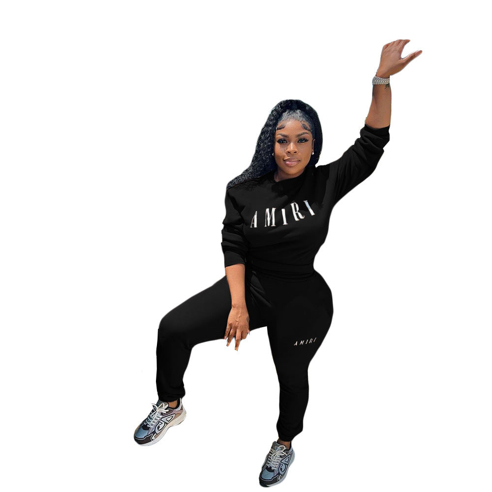 Women's Crew Neck Sweatshirt Two-Piece Lounge Set | Casual Chic Matching Outfit for Everyday Comfort