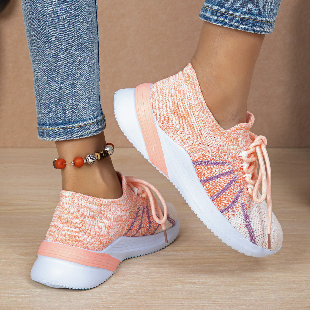 Women Color-matching Breathable Mesh Running Walking Casual Sneakers