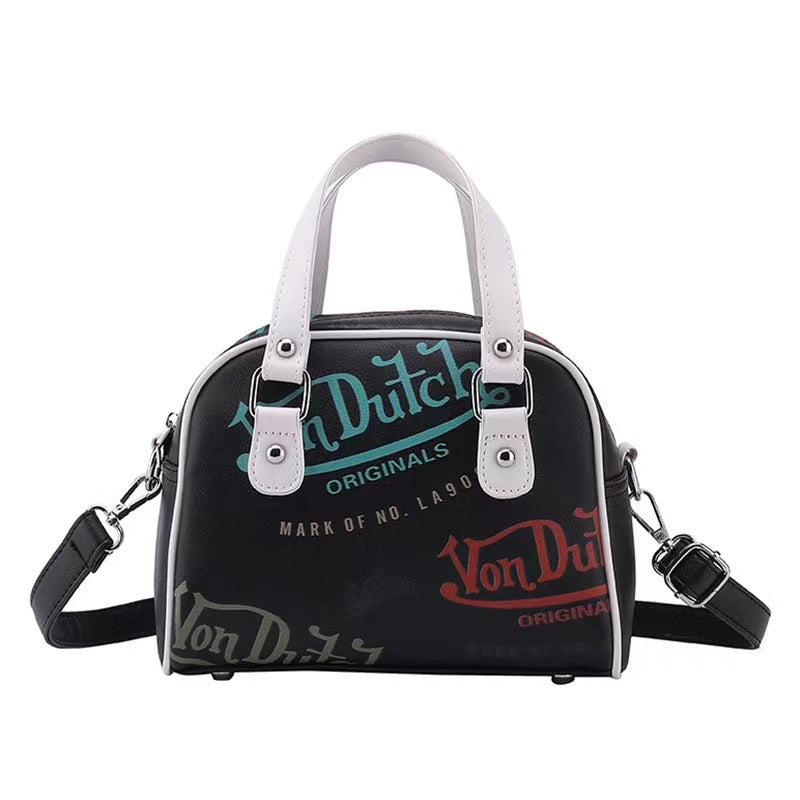 Leather Graffiti Shoulder Messenger Bag