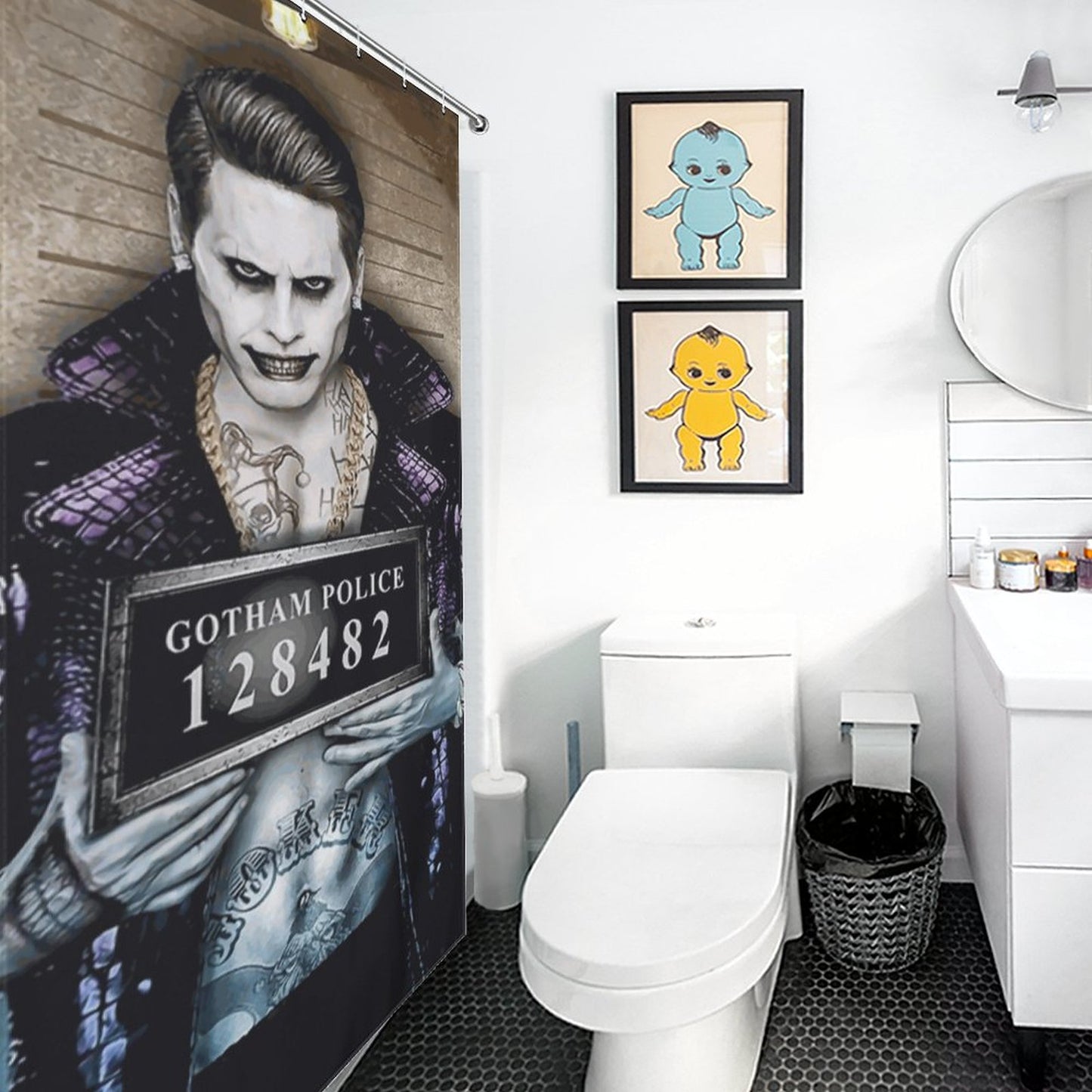 Gotham City Dark Side Shower Curtain/ The Joker Bathroom/ Halloween Shower Curtain's