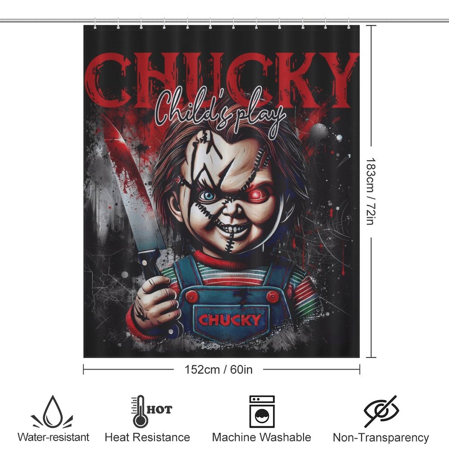 Chucky 'Child's Play' Shower Curtain/ Halloween Bathroom Decor / Guest Bathroom