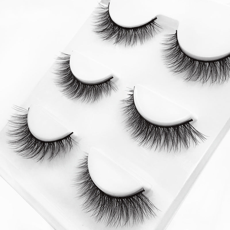 3D Mink Hair Natural Cross Eyelashes 3 Pairs