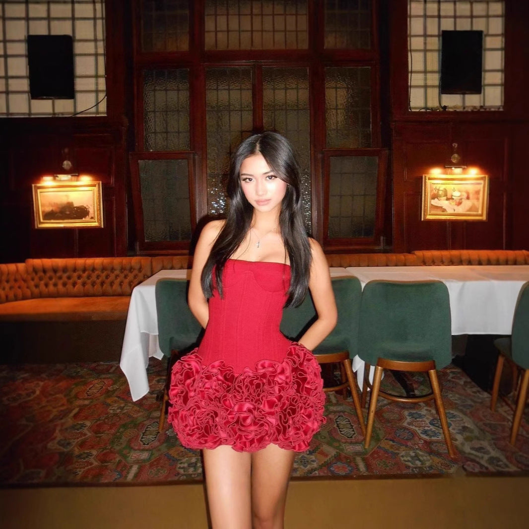 Glam Tube Top Strapless Mini Dress – Adjustable Straps, Short Skirt Ball Gown Style for Party, Club & Birthday Looks