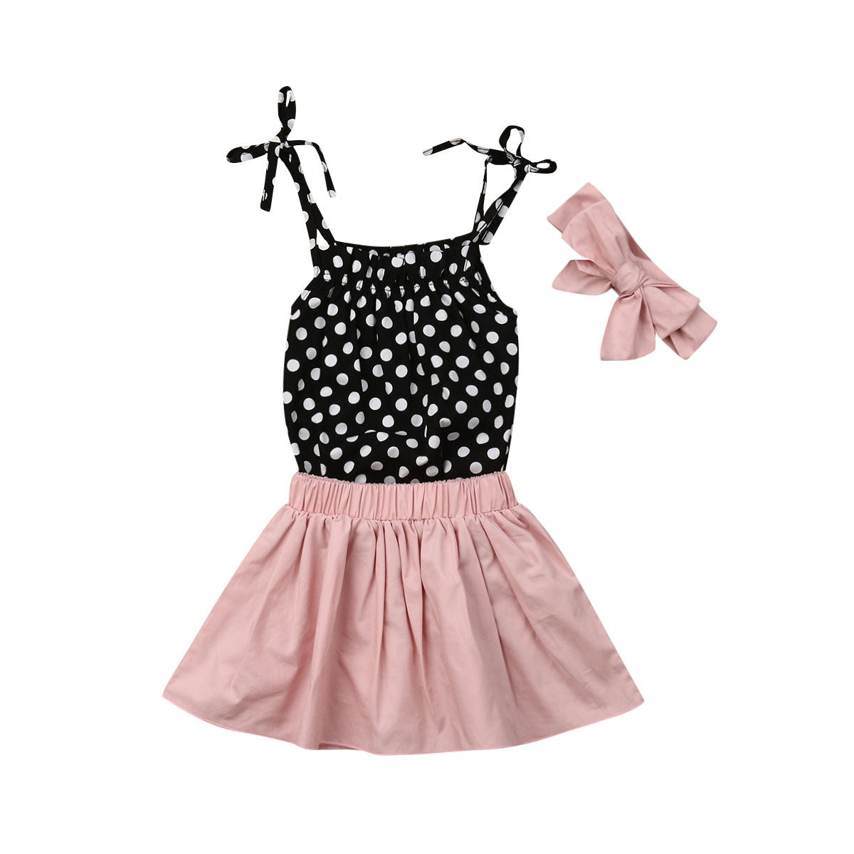 Adorable Girls' Polka Dot Top & Pink Skirt Set – Stylish & Sweet Outfit for Toddlers & Little Girls