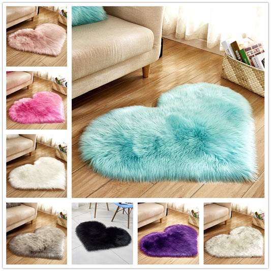 Plush Heart-Shaped Fluffy Rug – Soft Non-Slip Carpet for Living Room, Bedroom & Home Decor