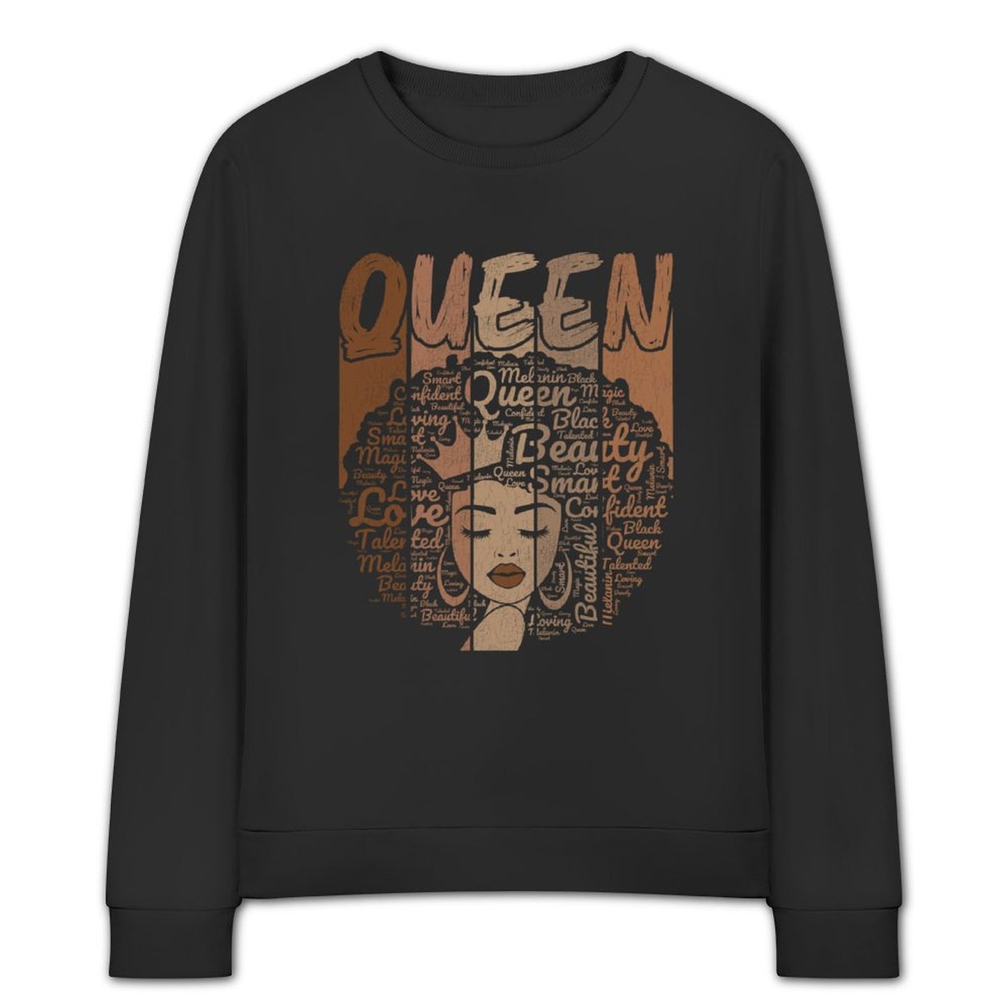 Melanin Queen Sweatshirt – Black Women Empowerment Graphic Pullover | Afro Art Streetwear | Confident Black Queen Fashion