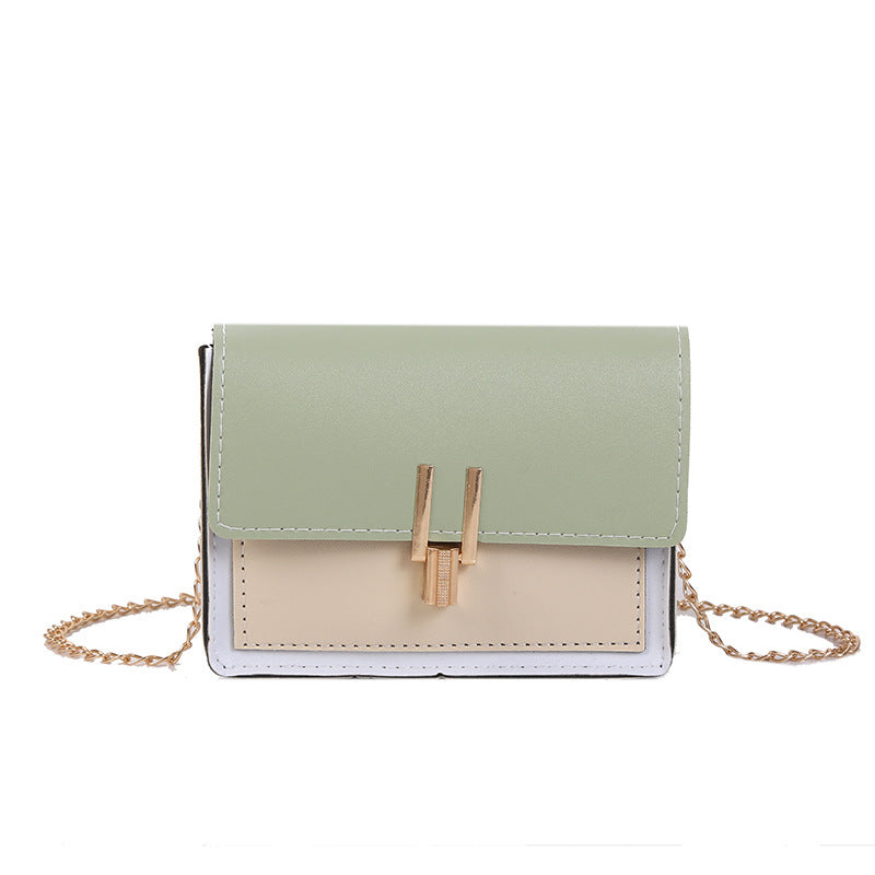 Women’s Color Block Crossbody Bag – Mint Green, Cream & White Shoulder Purse with Gold Chain | Stylish Small Handbag