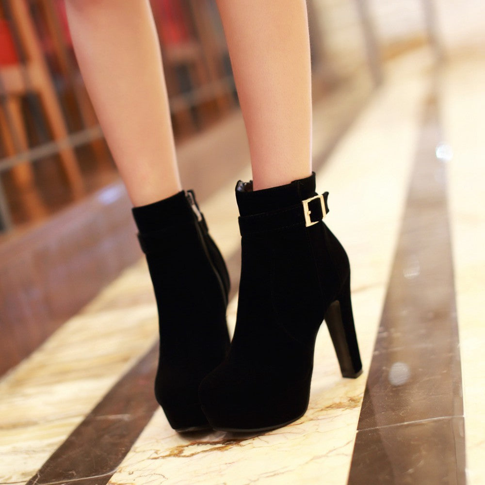 Women’s Martin Boots | Chunky Heel High Heel Ankle Boots | Stylish Fall & Winter Fashion Boots