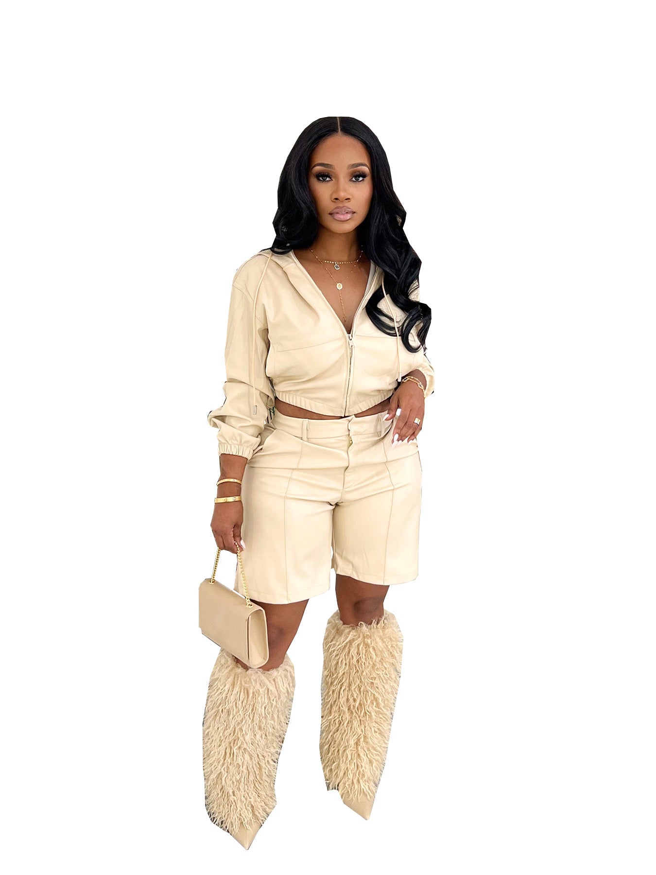 Women’s Long Sleeve Top and Shorts Set – Casual 2 Piece Outfit, Lounge Wear Matching Set, Cozy Streetwear Set for Fall & Summer