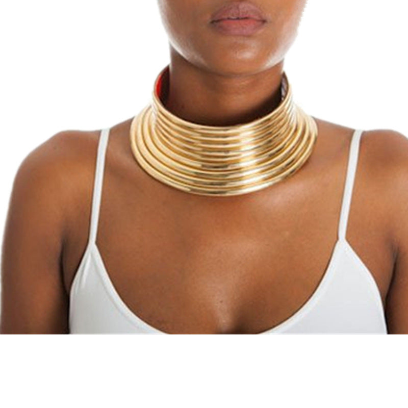 African Exaggerated Collar Necklace for Women – Bold Statement Tribal Bib Necklace, Afrocentric Jewelry, Ethnic Choker Collar, Cultural Fashion Accessory