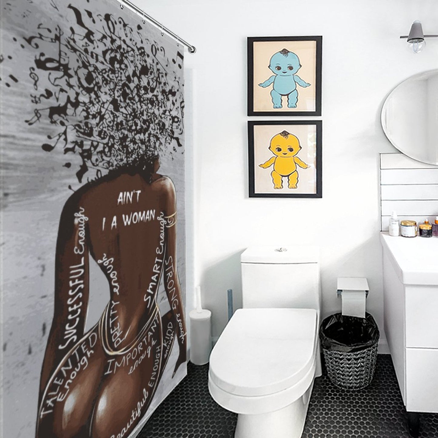 Ain’t I A Woman” Black Woman Art Shower Curtain – Bold African American Home Decor | Empowering Feminist Bathroom Art