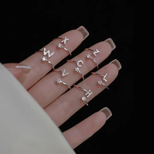 Women's Adjustable Zircon Letters Ring
