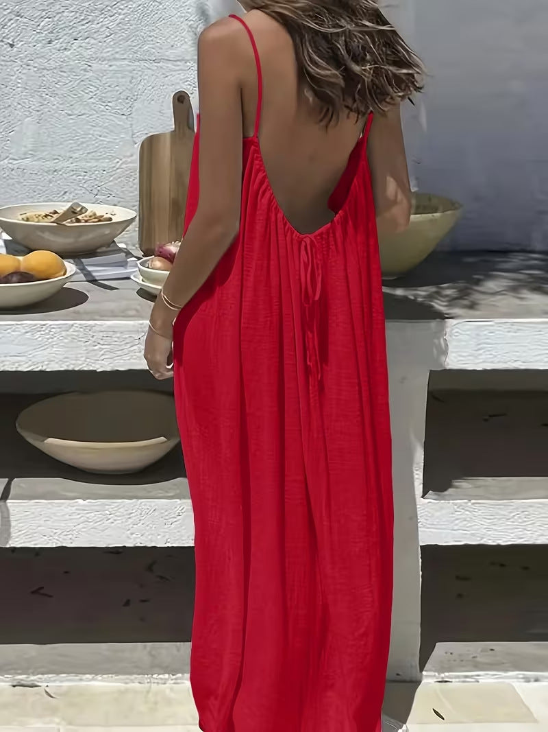 Open-Back Loose Muumuu Dress for Women | Flowy Oversized Caftan Lounge Dress | Breathable Summer Maxi House Dress