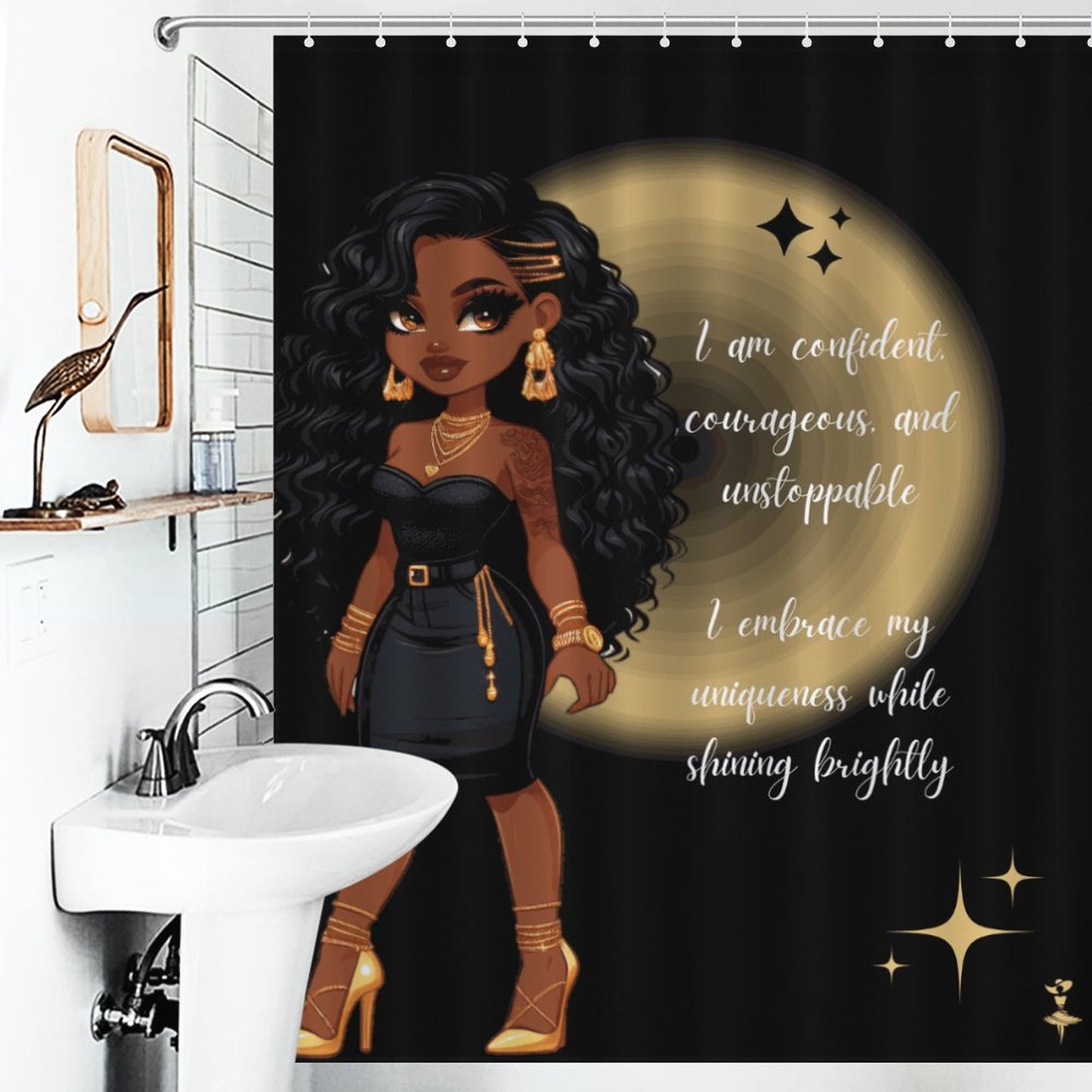 Melanin Doll House Affirmation Shower Curtain / Master Bathroom/ Guest Bathroom