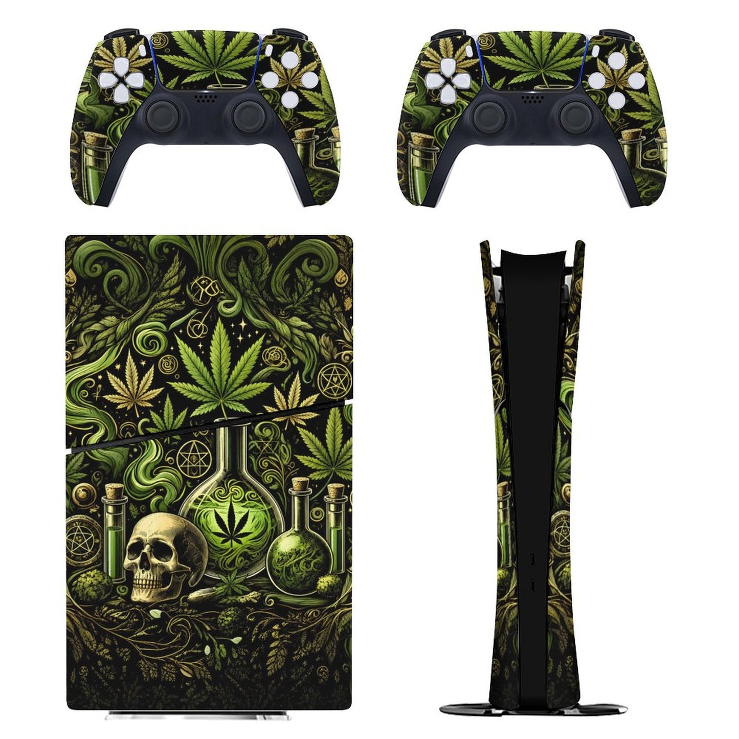Skull Marijuana PS5 Console Sticker – 420 Weed Skull Vinyl Skin Decal for PlayStation 5 Disc Edition  (Digital Edition)