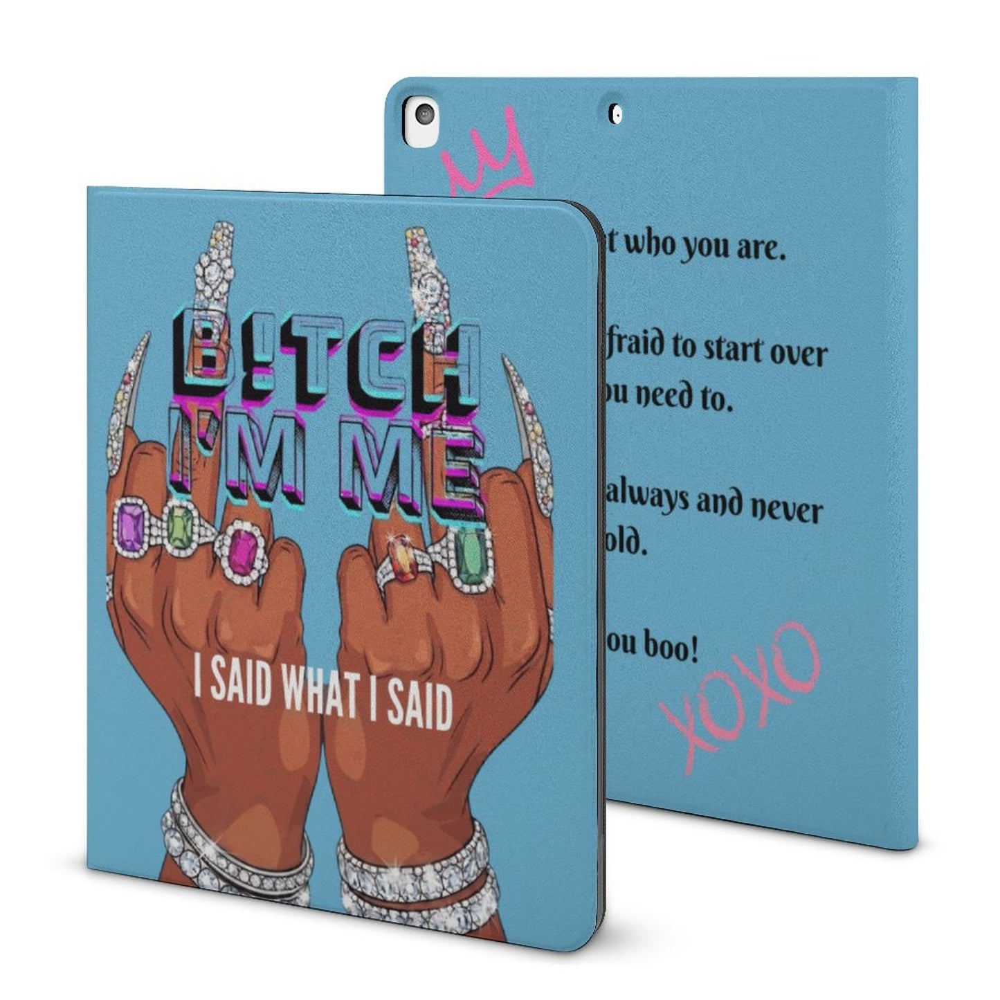 Bitch I’m Me Book-Style iPad Case with Apple Pencil Holder – Bold Aesthetic iPad Protector Cover for Women, Magnetic Folio Stand Tablet Case