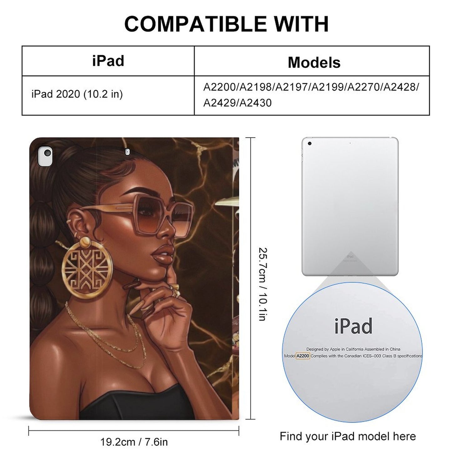 Melanin Queen Book-Style iPad Case with Apple Pencil Holder | Black Girl Luxury Tablet Cover | Protective Folio iPad Protector for Women